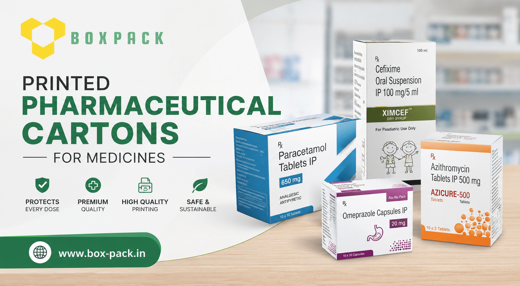Printed Pharmaceutical Cartons for Medicines