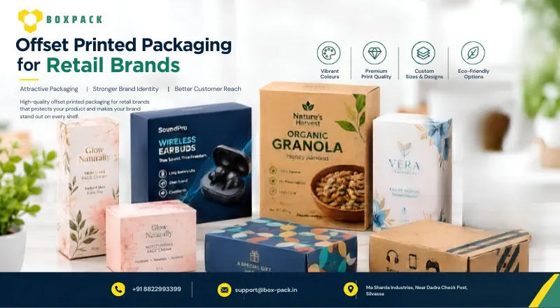 Offset printed packaging for retail brands